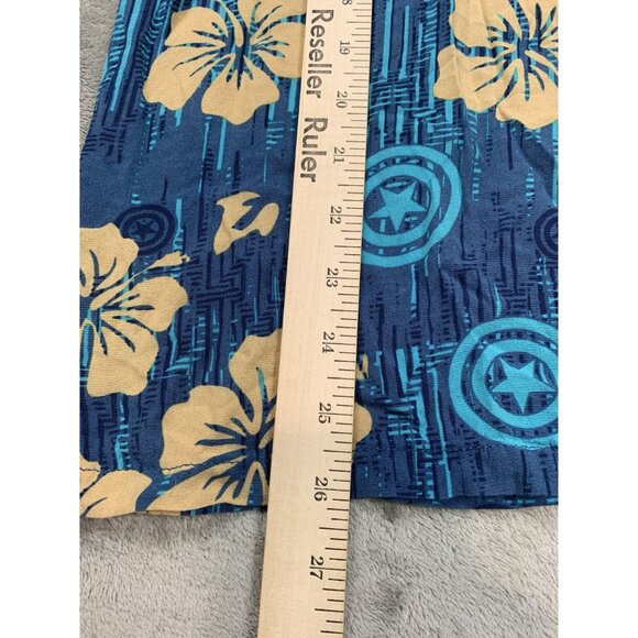 Marvel Men's small Hawaiian Shirt Captain America Blue Floral Print - Picture 5 of 8